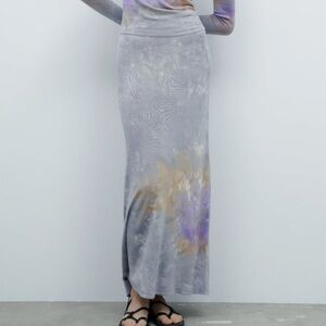 Zara Tie Dye Knit Long Skirt